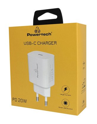 POWERTECH φορτιστής τοίχου PT-1091, USB-C, PD 20W, λευκός - Image 3