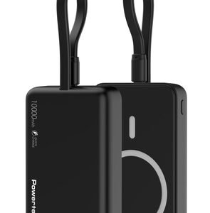 POWERTECH power bank PT-1376 με καλώδιο, 10000mah, magnetic wireless, 20W, μαύρο