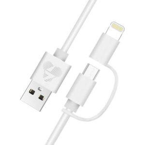 POWERTECH καλώδιο USB σε Micro/Lightning PT-707, MFi, 2.4A, 1m, λευκό