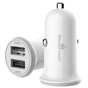 POWERTECH φορτιστής αυτοκινήτου PT-714, 2x USB, 3.4A, λευκός