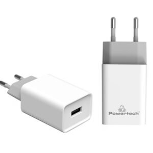 POWERTECH φορτιστής τοίχου PT-761, USB, 2.1A, λευκός