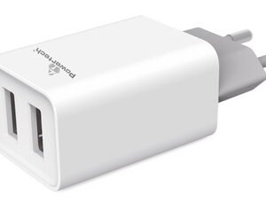POWERTECH φορτιστής τοίχου PT-778, 2x USB, 2.1A, λευκός