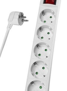 POWERTECH πολύπριζο PT-874, 5x schuko, 16A, 1.5m, λευκό