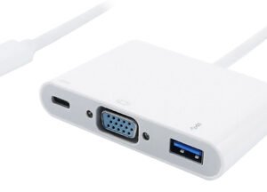 POWERTECH docking station PTH-035, 3 θυρών, USB-C σύνδεση, λευκό
