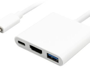 POWERTECH docking station PTH-038, 3 θυρών, USB-C σύνδεση, 4K, λευκό