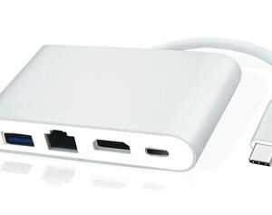 POWERTECH docking station PTH-085, 4 θυρών, USB-C, 100W PD, 4K, γκρι