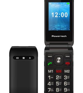 POWERTECH κινητό τηλέφωνο Milly Flip, 2.4", dual SIM, πλήκτρο SOS, μαύρο