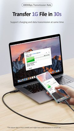 USAMS καλώδιο USB Type-C U43, 5A 100W, PD, 1.2m, μαύρο - Image 4