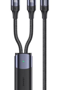 USAMS καλώδιο USB-C σε 2x USB-C US-SJ551, PD 100W, 1.2m, μαύρο