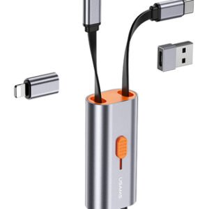 USAMS αντάπτορας USB-C σε USB-C/USB/Lightning SJ560, 60W PD, 0.3m, γκρι