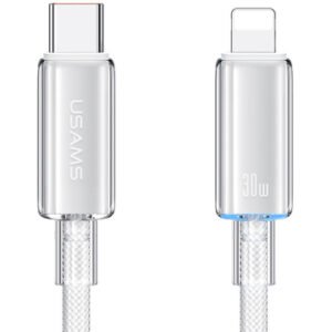 USAMS καλώδιο Lightning σε USB-C US-SJ659, 30W, 480Mbps, 1.2m, λευκό
