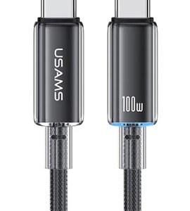 USAMS καλώδιο USB-C σε USB-C US-SJ660, 100W, 480Mbps, 1.2m, μαύρο