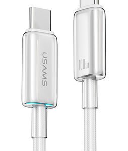 USAMS καλώδιο USB-C σε USB-C US-SJ660, 100W, 480Mbps, 1.2m, λευκό