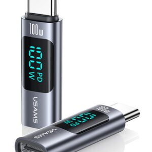 USAMS αντάπτορας USB-C US-SJ682 με οθόνη, 100W, γκρι
