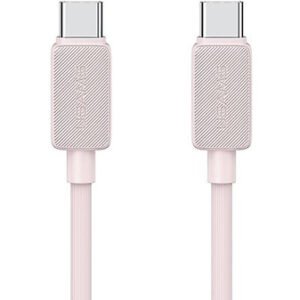 USAMS καλώδιο USB-C σε USB-C US-SJ691, 60W, 480Mbps, 1m, ροζ