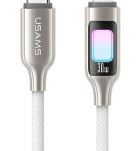 USAMS καλώδιο Lightning σε USB-C SJ749, 30W, 480Mbps, 1.2m, λευκό