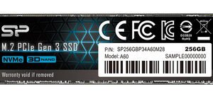 SILICON POWER SSD PCIe Gen3x4 P34A60 M.2 2280, 256GB, 2.200-1.600MB/s
