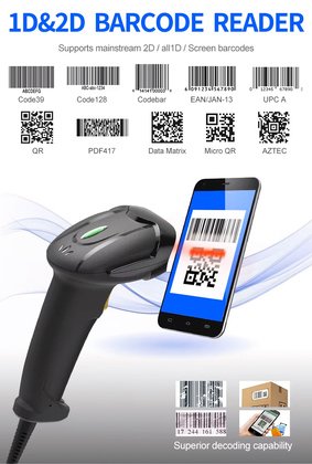 GTCODESTAR barcode scanner X-760H, 1D & 2D, ενσύρματο, μαύρο - Image 4