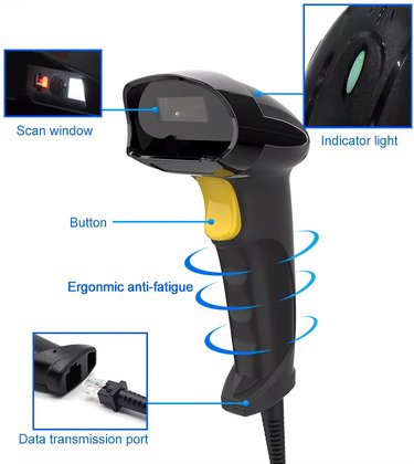GTCODESTAR barcode scanner X-760H, 1D & 2D, ενσύρματο, μαύρο - Image 5