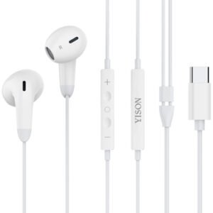 YISON earphones με μικρόφωνο X8, USB-C σύνδεση, Φ13mm, 1.2m, λευκά