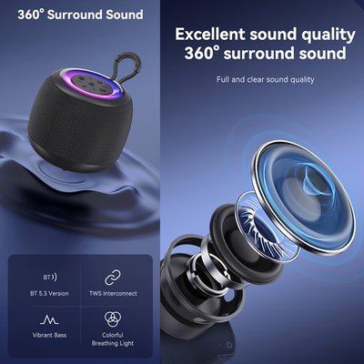 USAMS φορητό ηχείο US-YX014, 10W, Bluetooth, 1200mAh, μαύρο - Image 2