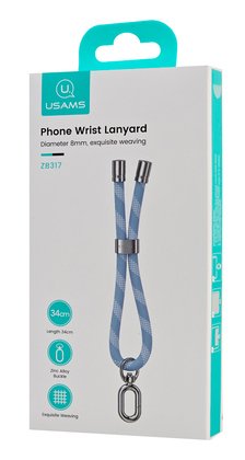 USAMS κορδόνι καρπού για κινητά ZB317, 34cm, universal, μπλε - Image 5
